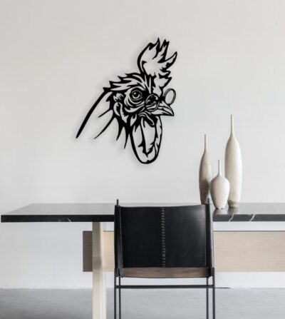 Rooster with glass wall decor