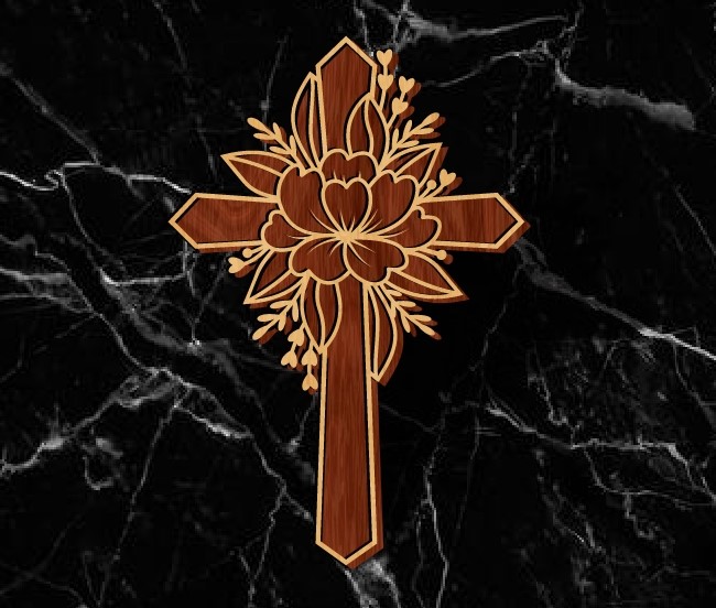 Cross with flower