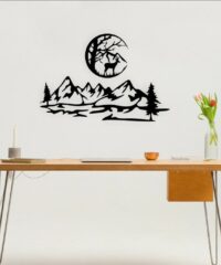 Deer with mountain wall decor