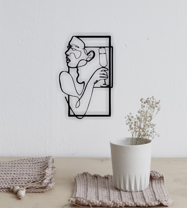 Girl with a glass wine wall decor