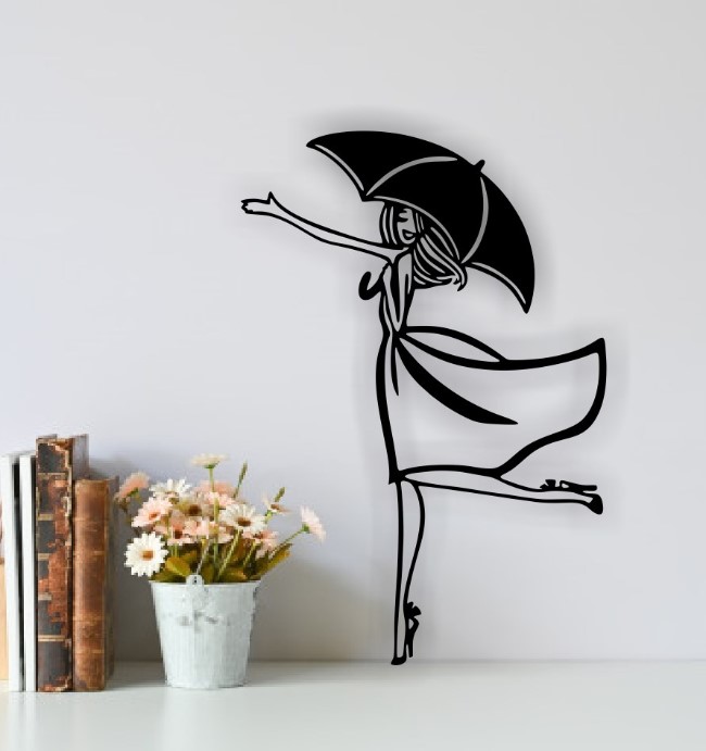 Girl with an umbrella wall decor