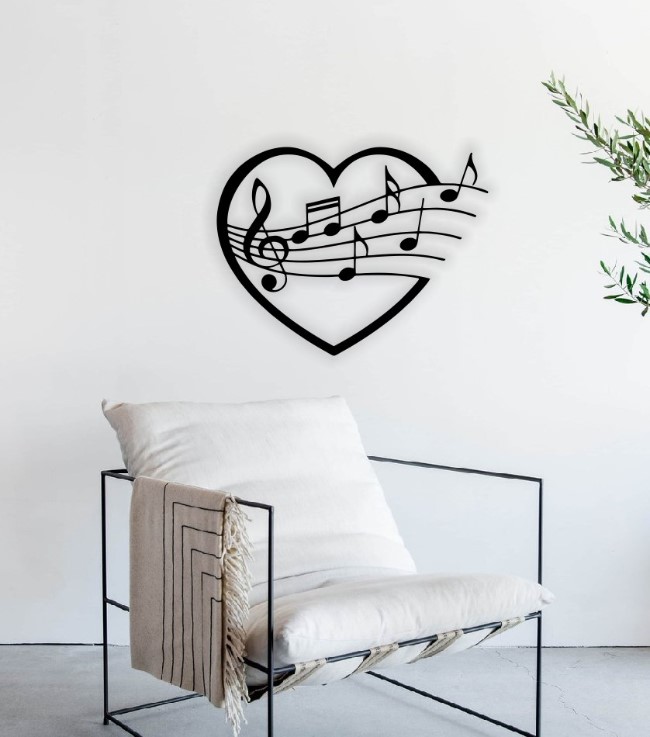 Music note with heart