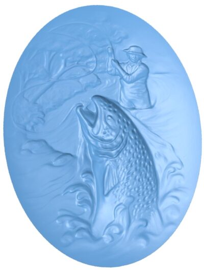 Oval salmon fish motifs