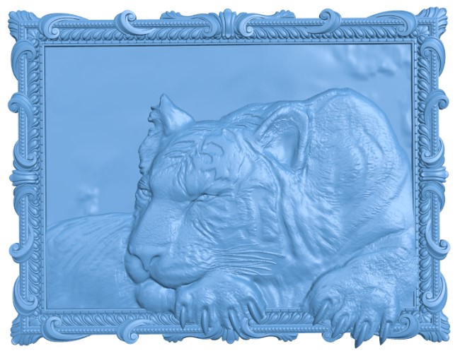 Painting of the tiger lying
