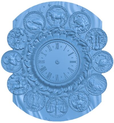 The clock shows the twelve signs of the zodiac