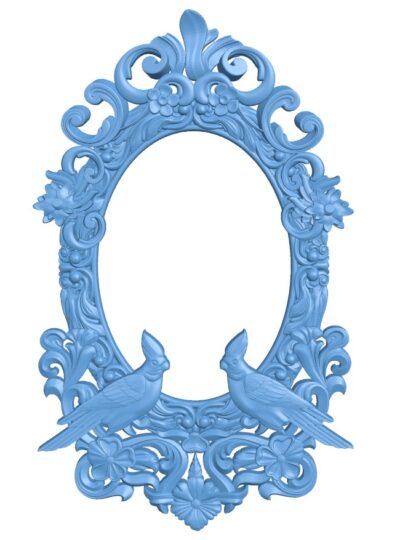 Oval frame with two parrots