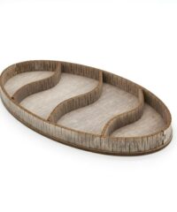 Wooden 4-Section Divided Oval Tray