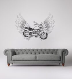 Engrave Flying Motorcycle Wall Art