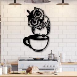 Kitchen Wall Art Owl Sitting On Cup