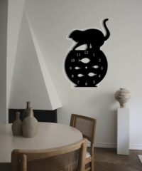 Naughty Cat Fish Tank Modern Wall Clock Home Decor