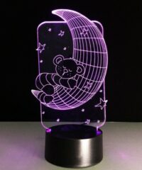 Teddy Bear On Moon Lamp 3D Night Light Illusion