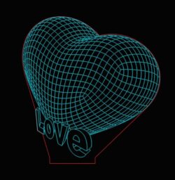 3D illusion led lamp Heart and love