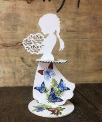 Napkin holder girl with a bouquet