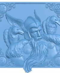 Painting of god Odin and crow