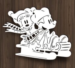 Mickey and Minnie skiing