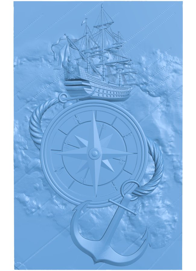 Picture of compass with ship on top