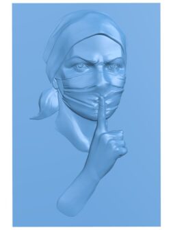 Woman saying shhh in the mask