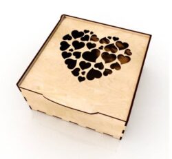 Wooden Gift Box with Love Hearts